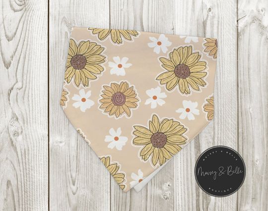 Discover Personalized Sunflower Bandana - Dog Accessory