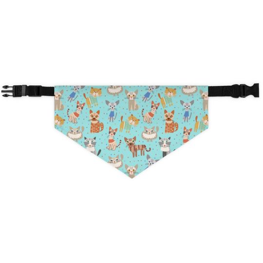 Discover Cute Kitties Blue Pet Bandana Collar