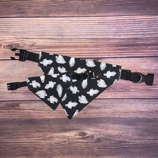 Discover Glow-In-The-Dark Ghost Halloween Pet Bandana // Over The Collar Dog Cat Bandana
