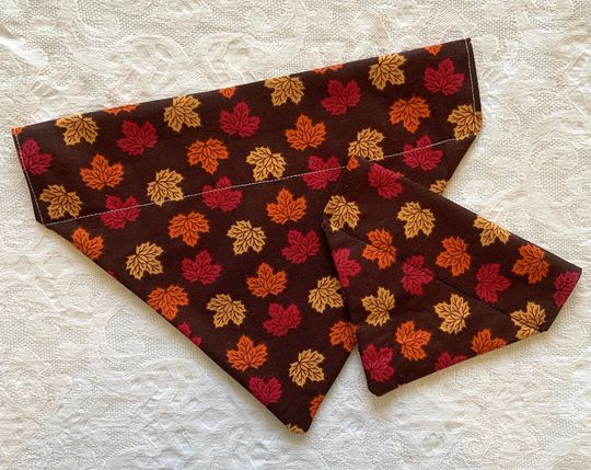 Discover Fall Autumn Leaves Pet Bandana // Over The Collar Dog Cat Bandana