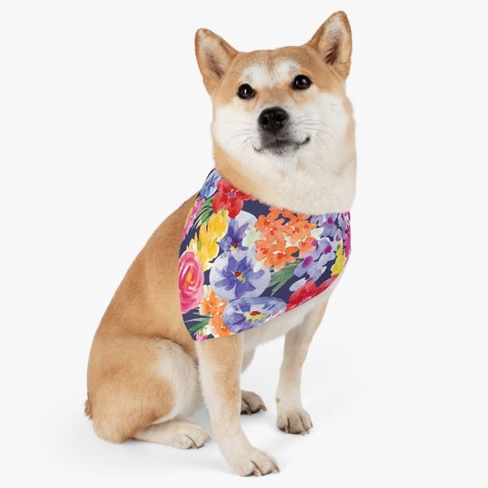 Discover Bright Summer Floral Pet Bandana Collar- Boho Dog Collar