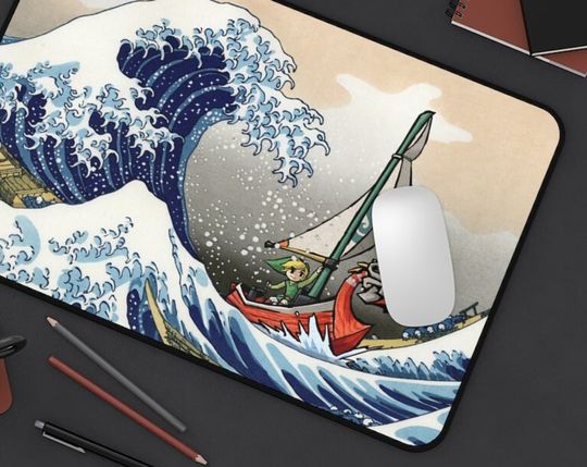 Discover Zelda Desk Mat - Wind Waker Great Wave off Kanagawa - Mashup - Legend of Zelda
