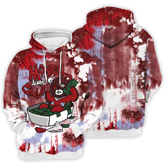 Discover Match JD 6 Red Oreo - Money Always Calls Bear - Red Oreo 6s Matching 3D Hoodie