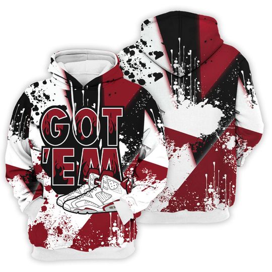 Discover Match JD 6 Red Oreo - Got Em Shoes Dripping Streetwear - Red Oreo 6s Matching 3D Hoodie