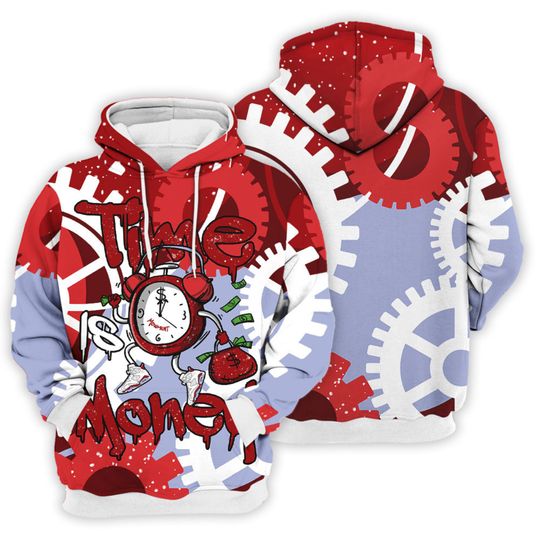 Discover To Match JD 6 Red Oreo - Time Is Money Clock Dripping - Red Oreo 6s Matching 3D Hoodie
