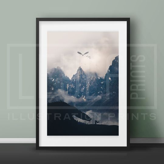 Discover Game of Thrones | Jon Snow & Drogon | Leyla Prints | Illustration Print