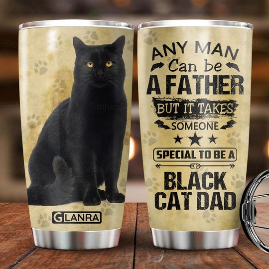 Discover Black Cat Dad Tumbler, Father Stainless Steel Tumbler