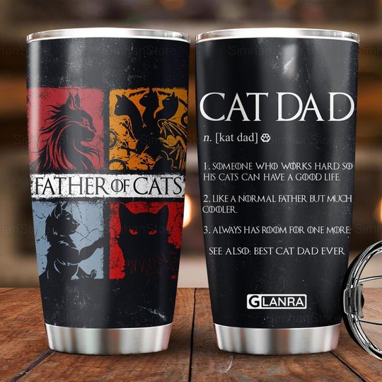Discover Father Of Cats Tumbler, Funny Cat Dad Tumbler, Stainless Steel Tumbler