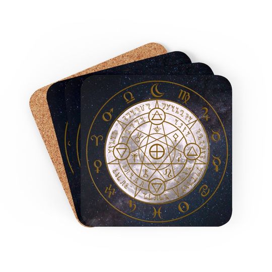 Discover moon with the touch of the occult Corkwood Coaster