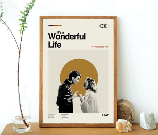 Discover IT'S A WONDERFUL LIFE Inspired Poster, Art Print - Minimalist, Mid-Century Modern