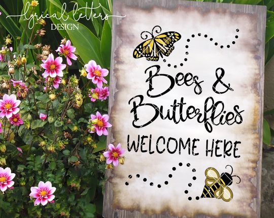 Discover Bees and Butterflies Welcome Here Garden Flag