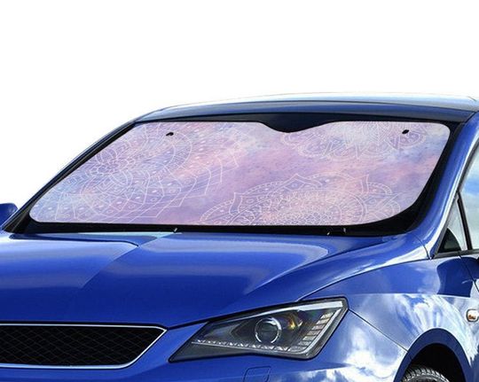 Discover Mandala Windshield Car Sun Shade, Watercolor Boho Bohemian Car