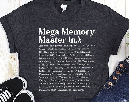 Discover MEGA Memory Master Definition Adult Shirt, CC Tshirt, Classical Conversations Shirt