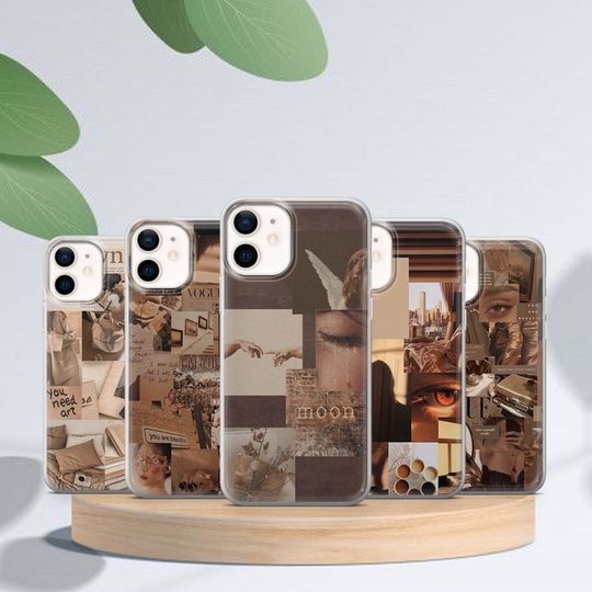 Discover Brown aesthetic collage Phone Case Vintage Cover iPhone 13,12 Pro, 11, XR, XS