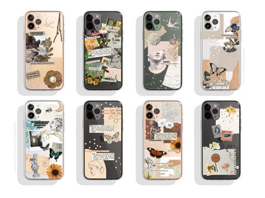 Discover Aesthetic Scrap Collage Clear Cases For iPhone 12 Mini 11 Pro Max X XR XS 7 8 Plus SE 2020