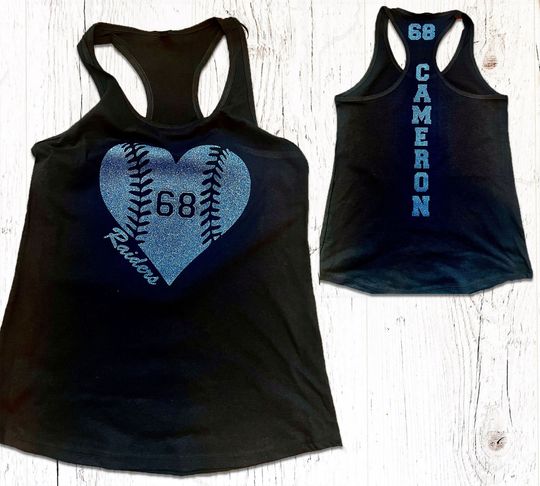Discover Custom Personalized Baseball Heart Next Level Ideal Racerback Tank Top
