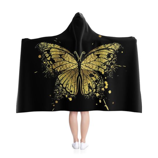Discover Gold Butterfly Hooded Blanket, Custom blanket