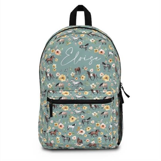 Discover Personalized Floral Horses Backpack. Custom Horse bookbag
