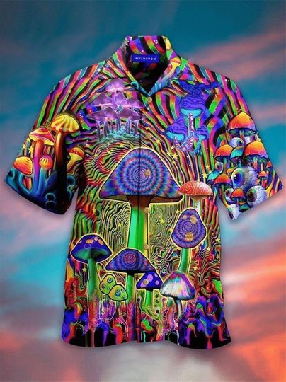 Discover Hippie Mushroom Love Color Hawaiian Shirt