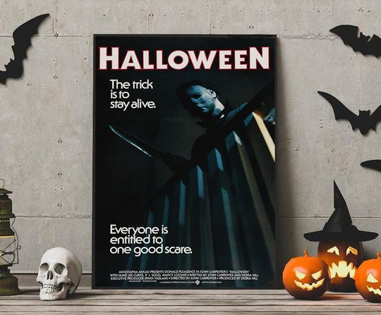 Discover HALLOWEEN (1978) Movie Poster, Horror Michael Myers The Trick is to Stay Alive Poster