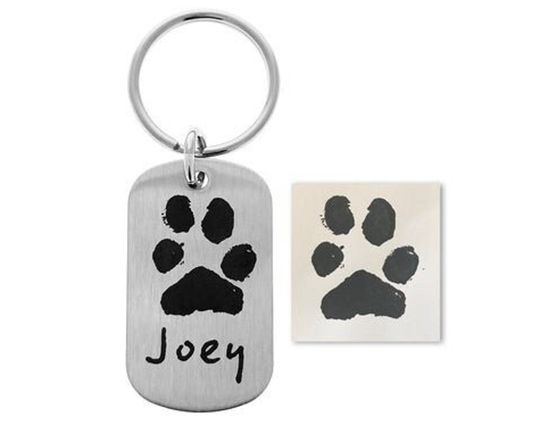 Discover Paw Print keychain, Dog Paw Print, Memorial Gift, Memorial Keychain