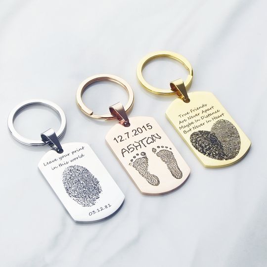 Discover Actual finger print key chain, friend gift, personalized key chain