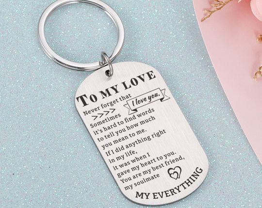 Discover Custom To My Love Keychain, Anniversary Gift