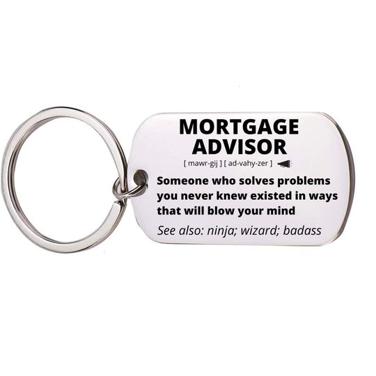 Discover Mortgage Advisor Gift, Stainless Steel Engraved Keychain, Thank You, Birthday, Retirement Gift
