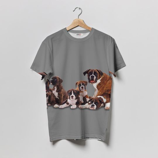 Discover Boxer Dog Family 3D T-Shirt
