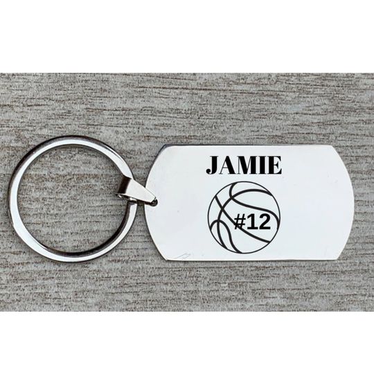 Discover Personalized Engraved Basketball Keychain, Custom Basketball Stainless Steel Keychain Gift