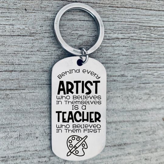 Discover Art Teacher Gift, Teach, Learn, Stainless Steel keychain