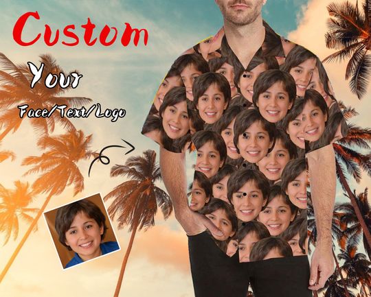 Discover Custom Face Seamless Photo Men's All Over Print Hawaiian Shirt