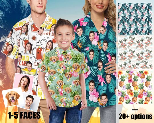 Discover Custom Hawaiian Shirt with face, Dog Hawaiian shirt