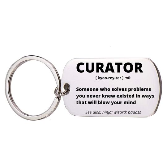 Discover Curator Gift, Stainless Steel Engraved Keychain