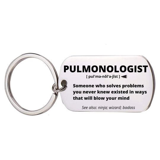 Discover Pulmonologist Gift, Stainless Steel Engraved Keychain