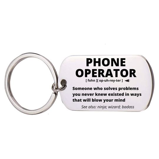 Discover Phone Operator Gift, Stainless Steel Engraved Keychain