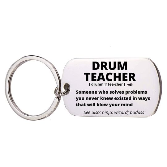 Discover Drum Teacher Gift, Stainless Steel Engraved Keychain
