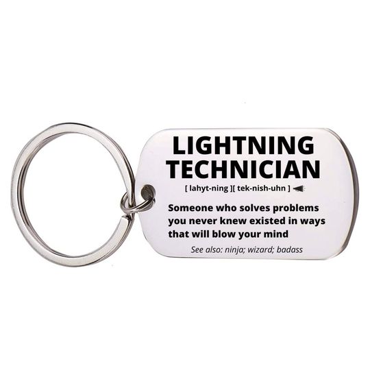 Discover Lightning Technician Gift, Stainless Steel Engraved Keychain