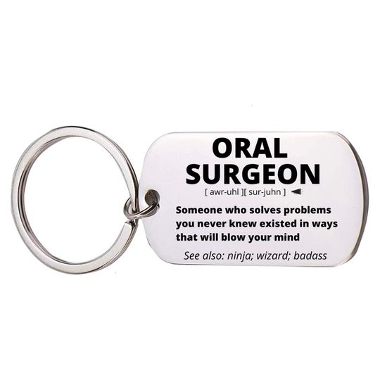 Discover Oral Surgeon Gift, Stainless Steel Engraved Keychain