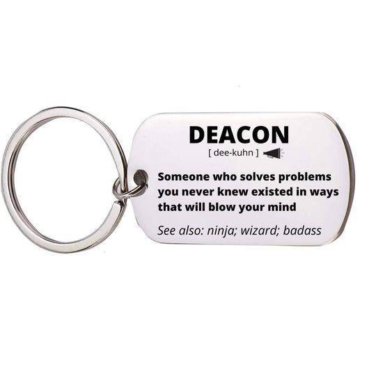 Discover Deacon Gift, Stainless Steel Engraved Keychain