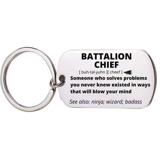 Discover Battalion Chief Gift, Stainless Steel Engraved Keychain