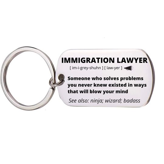 Discover Immigration Lawyer Gift, Stainless Steel Engraved Keychain