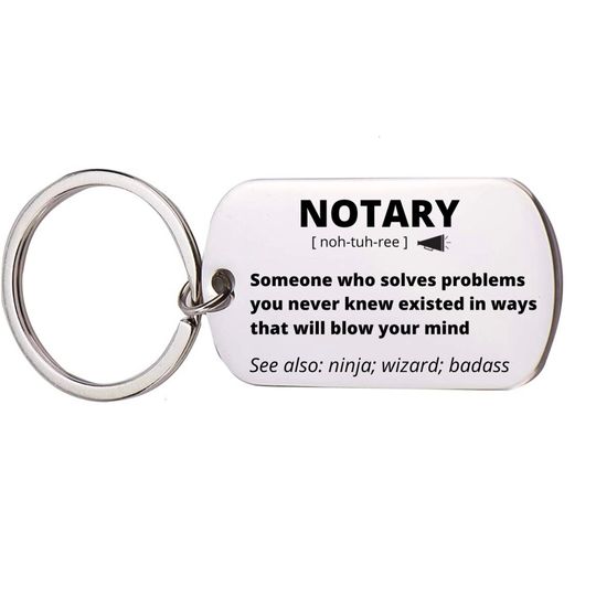 Discover Notary Gift, Stainless Steel Engraved Keychain