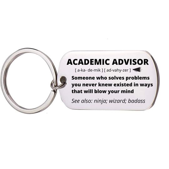 Discover Academic Advisor Gift, Stainless Steel Engraved Keychain