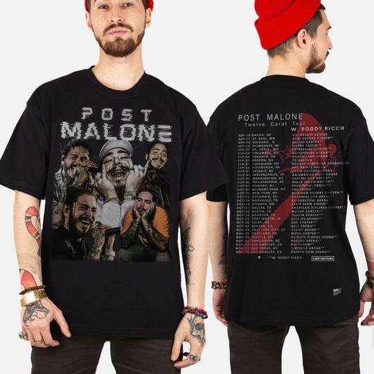 Discover Post Malone Shirt, Post Malone Twelve Carat 2022 Tour 2 Side Shirt