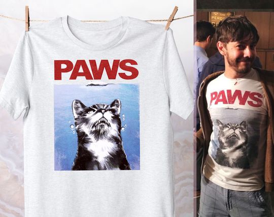 Discover Funny Paws Jaws Cat T-Shirt / Movie 70s Apparel T-shirt