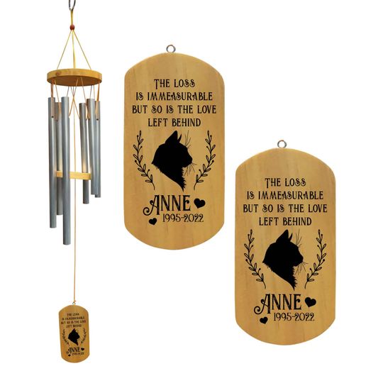 Discover Personalized  Cat Memorial Wind Chimes, Bereavement Gift