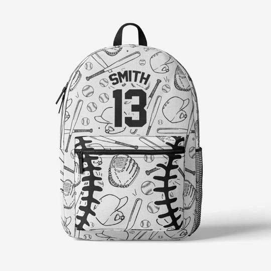 Discover Personalized White/Black Baseball/Softball Backpack for kids