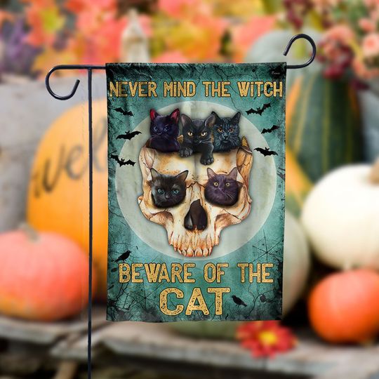 Discover Black Cat Skull Halloween House Garden Flags