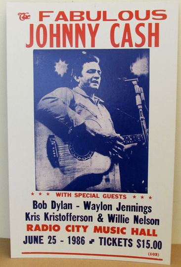 Discover Johnny Cash Concert Poster Radio City NYC, 1986 Premium Matte Vertical Posters
